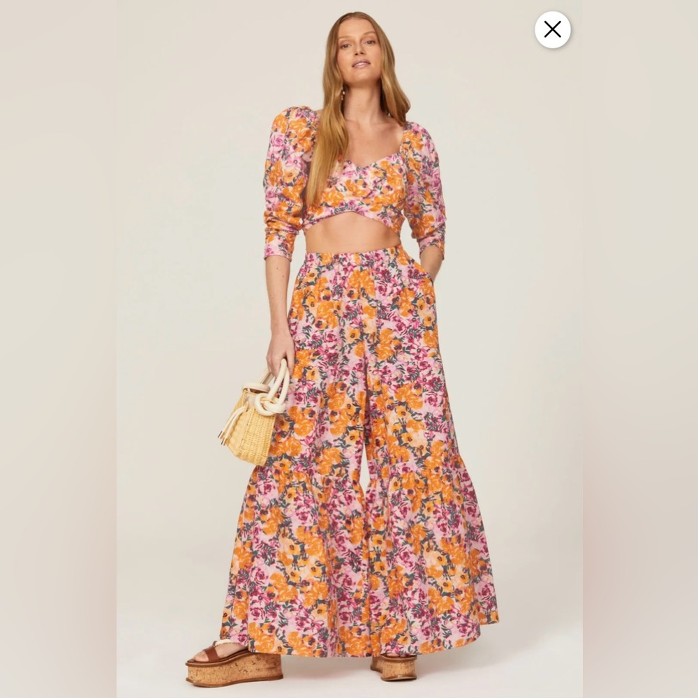 Something Navy Floral Wide Leg Pants